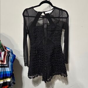 Black Lace Long Sleeve Romper